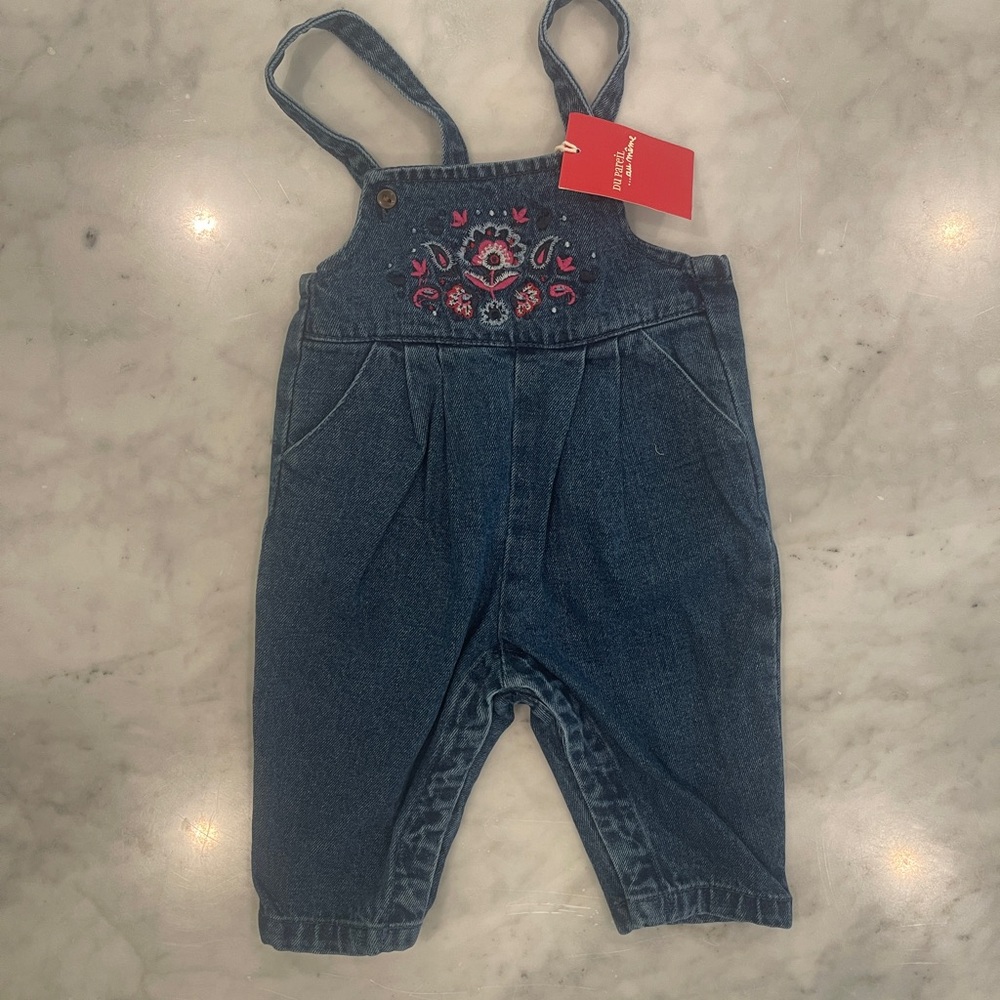 Charming Kids Denim Overalls with Floral Design